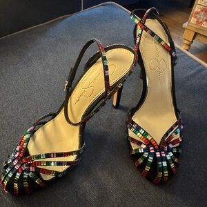 NEW IN BOX Jessica Simpson Crystal RAINBOW Jileta pump Strappy sandals 7.5